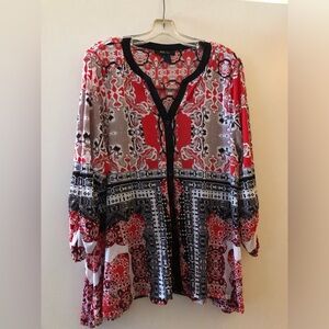 Style & Co Black/White/Red blouse. Size XL